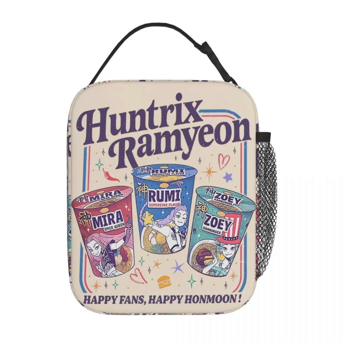 KPop شيطان الصيادين فيلم هنتركس راميون معزول أكياس الغداء وجبة كبيرة الحاويات حقيبة للحفاظ على البرودة حمل علب الاغذية أكياس تخزين المواد الغذائية