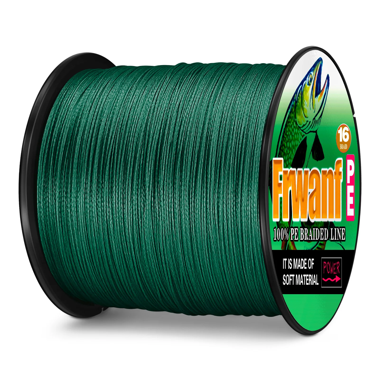 

Frwanf 16 Strands Braided Fishing Line 500m Hollowcore Multifilament Line Braided Wire for Sea Fishing 20-500LB Moss Green Grey