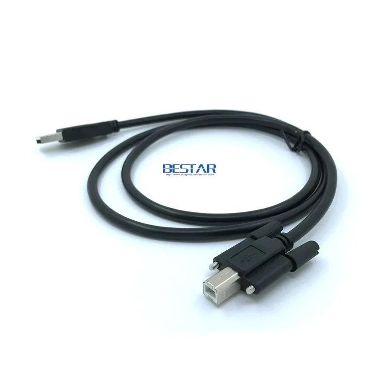 BM USB 2,0 A macho a USB 2,0 B macho tipo B Cable de fecha 1m 1,5m 3m 5m con tornillo para conector de agujeros de montaje en Panel 1 1,5 3 5 metros
