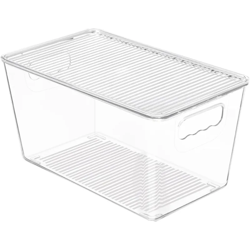 

1 Pack Clear Stackable Storage Bins with Lids, Medium Plastic Containers with Handle for Pantry Organizer and Storage,Perfect fo