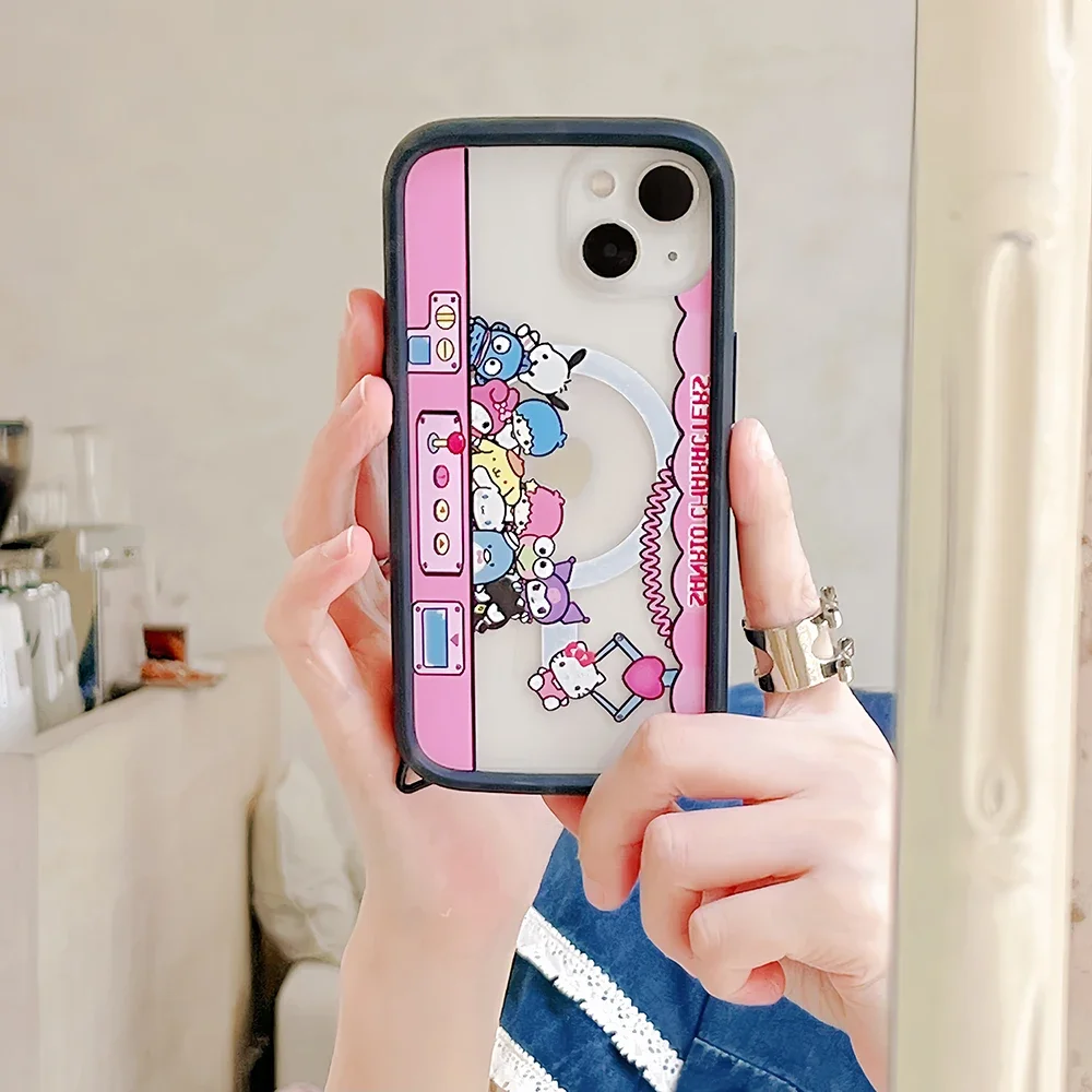 Cartoon Game Cinnamoroll Kuromi For Magsafe Magnetic Bracket Phone Case For IPhone 16 15 14 13 Pro Max Clear Back Cover Y2k Girl