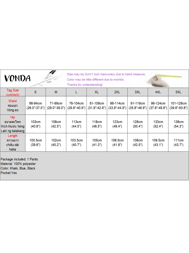VONDA Pantaloni a gamba larga da donna Pantaloni stampati a righe moda Pantaloni lunghi larghi casual 2025 Pantaloni estivi femminili in vita elastica