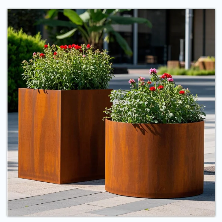 

Black Planter for Hotel Decoration Corten Steel Raised Garden Bed Outdoor Planters
