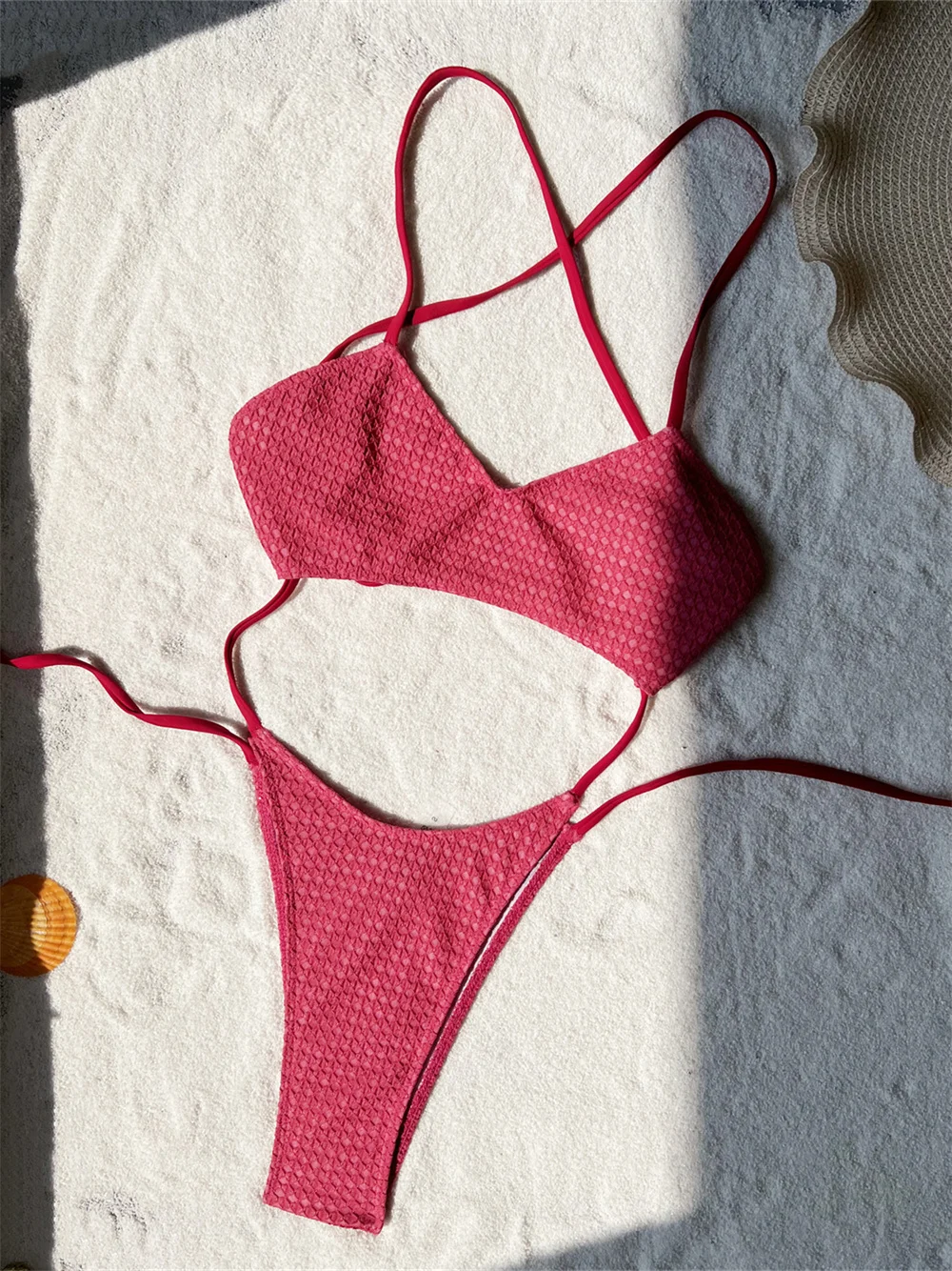 Maillot de bain dos nu pour femme, string extrême, monokini, micro bikini, rétro, jacquard, bandage Y2K, vêtements de plage