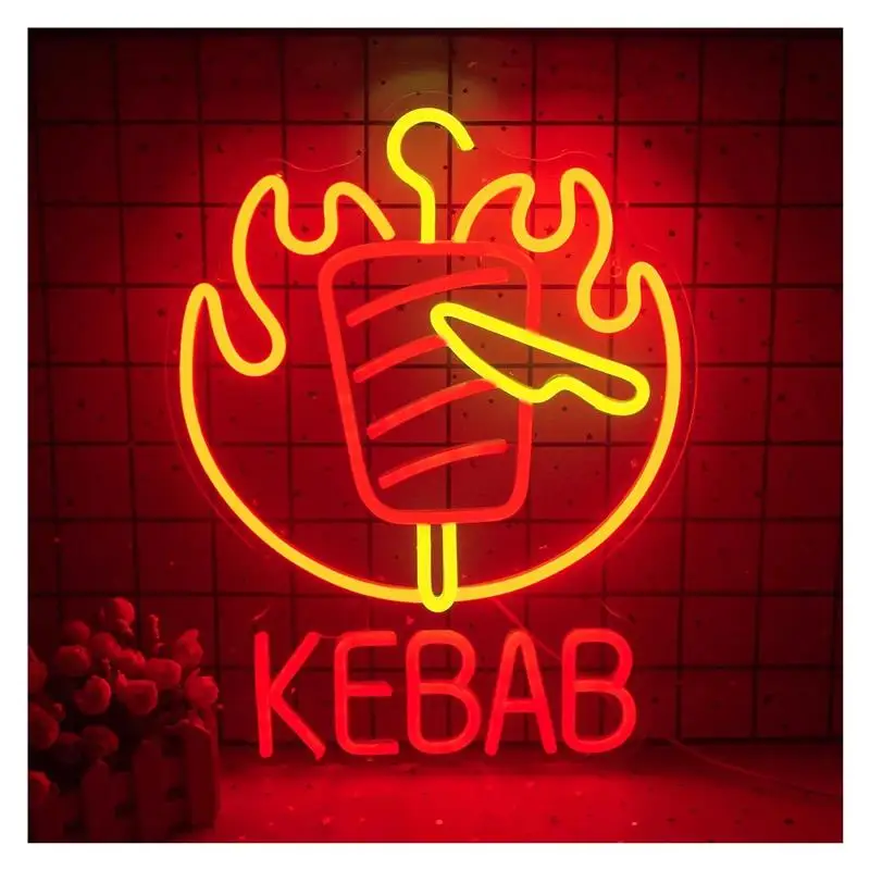 Kebab Neon Sign Acrylic Light For Shop Window Store Display Beer Bar Nightclub Party Wall Decor Lamp Sign Illuminated 32cmx42cm