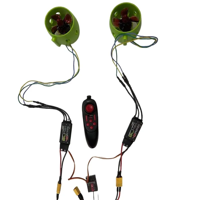 Zestaw silnika RC Jet do łodzi podwodnej, silnik pchający 4-łopatkowy CW CCW / Bezszczotkowy regulator ESC 40A / Tester serw / Nadajnik radiowy DS600