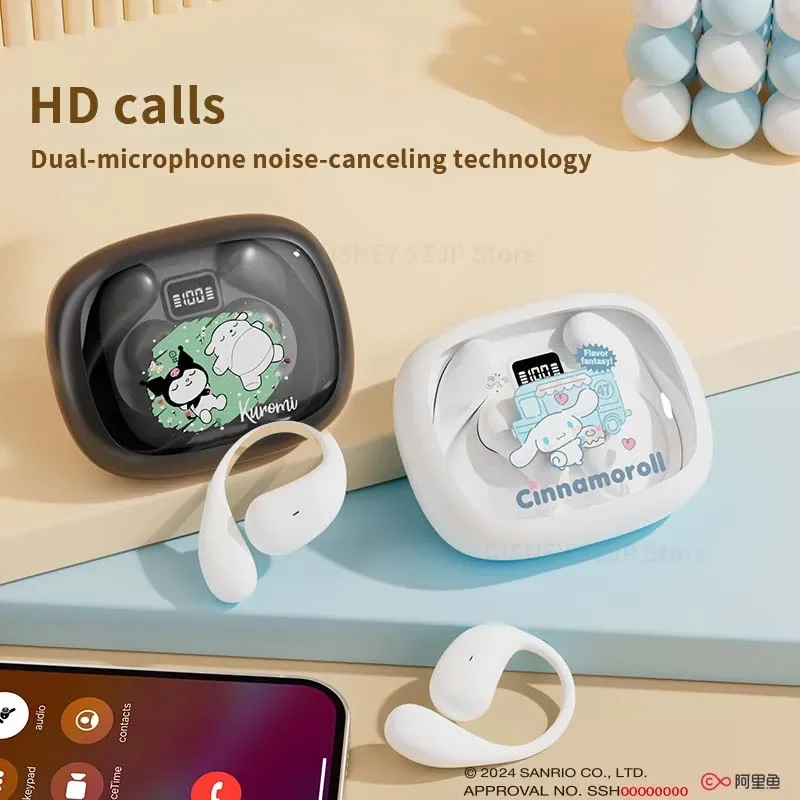 Sanrio x36 aberto fones de ouvido sem fio kuromi bluetooth 5.4 bonito olá kitty sem fio redução ruído baixa latência