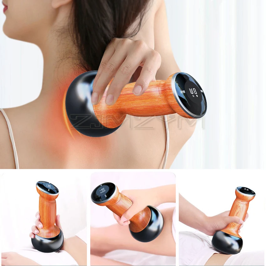 Electric Hot Stone GuaSha Massager Skin Scraping Back Neck Massage Shock Relax Muscles Bian Stone Guasha Tool Physiotherapy