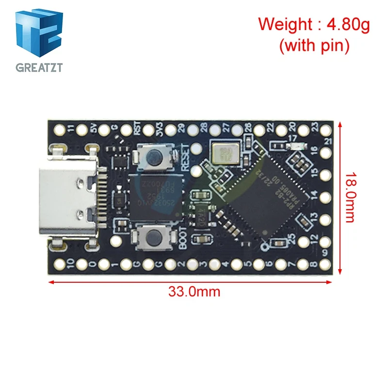 GREATZT RP2040 Pro Micro Development Board 4MB Dual-Core Supports Mciro Python Compatible For Raspberry PI PICO