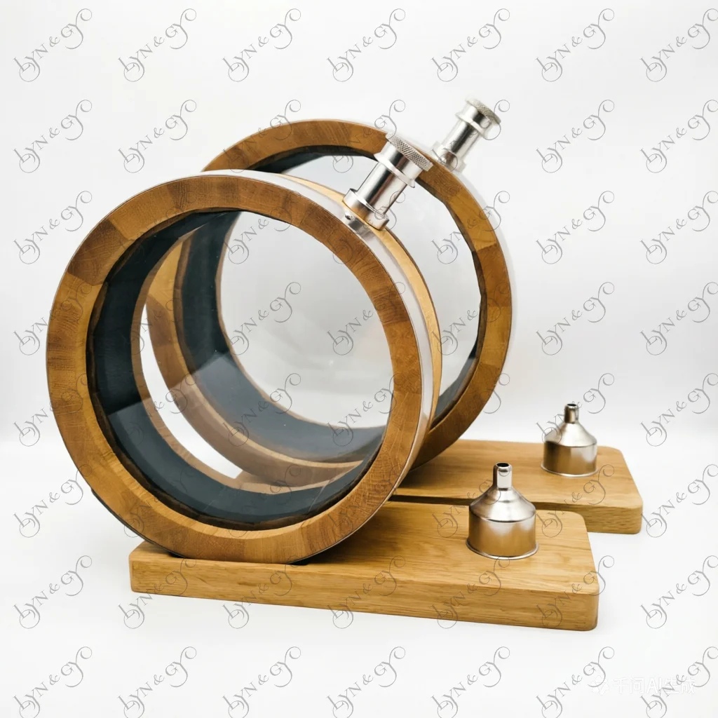 O-Shaped Visible Oak Barrel Whiskey Wine Brandy Shirley Aged French Oak High-grade Decorative Gifts 2 Size Customizable Logo