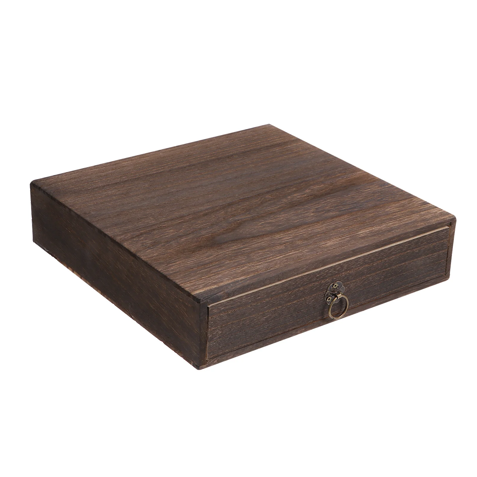 

Vintage Wood Table Drawer Organizer 1 Set Desktop Storage Box with Handle Multi Layer Document Jewelry Case Dustproof Design