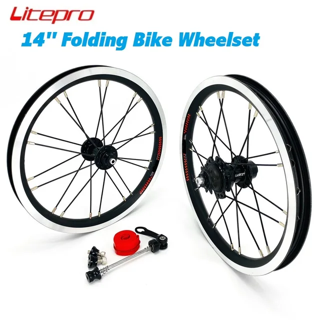 14 "zestaw kołowy 14x1, 5/1.75 dla Dahon BYA412 K3 rower składany ze stopu aluminium podwójna ściana felgi piasta łożyska 20H przedni zestaw do kół tylnych