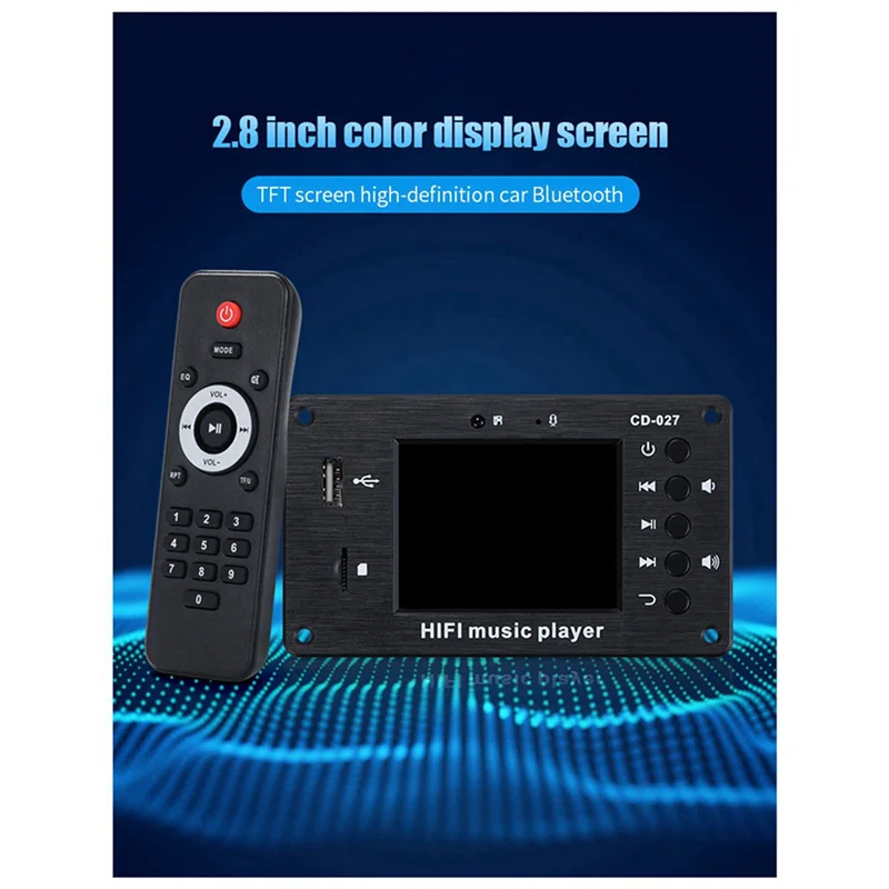 

B63B-2Pcs 2.8-Inch Color Screen Bluetooth 5.1 Car Synchronization Lossless Decoding Board Time Alarm Clock Fm Audio Decoder