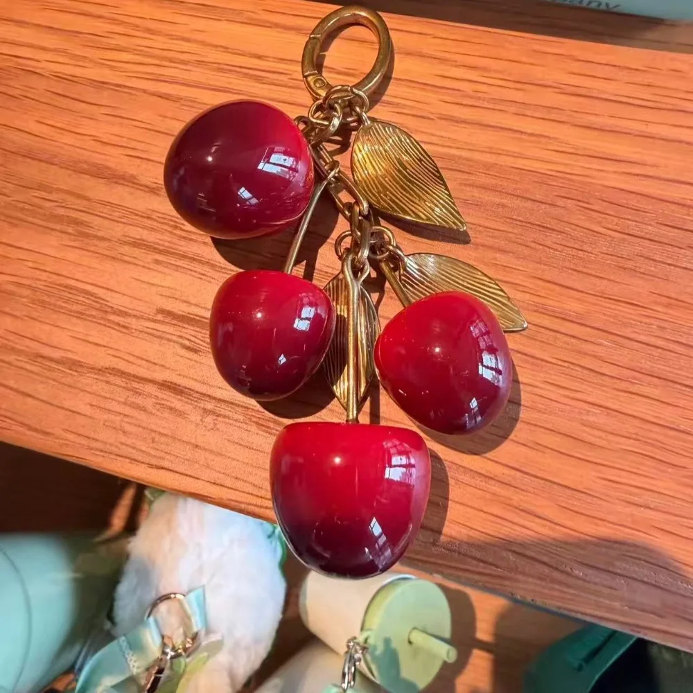 Fresh Sweet Three-dimensional Layered Full of Fruit Cherry Shaped Car Keychain Luggage Pendant Decoration