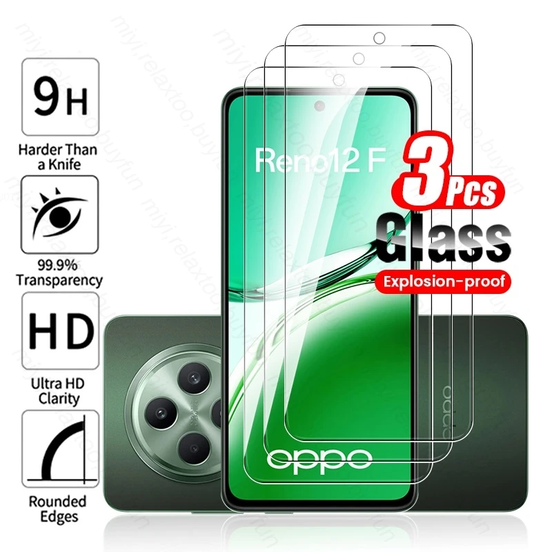 3PCS 9H Tempered Glass Full Cover Screen Protector Case For Oppo Reno12 F 4G 5G Protective Glass Appo Reno12F Reno 12F 12 F F12