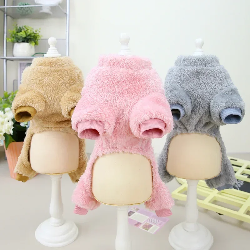 Winteroverall für Hunde, vierbeinig, warm, Haustierkleidung für kleine Hunde, Daunenoverall für Chihuahua, Mops, weiches Flanell-Hundekostüm – Detail 3