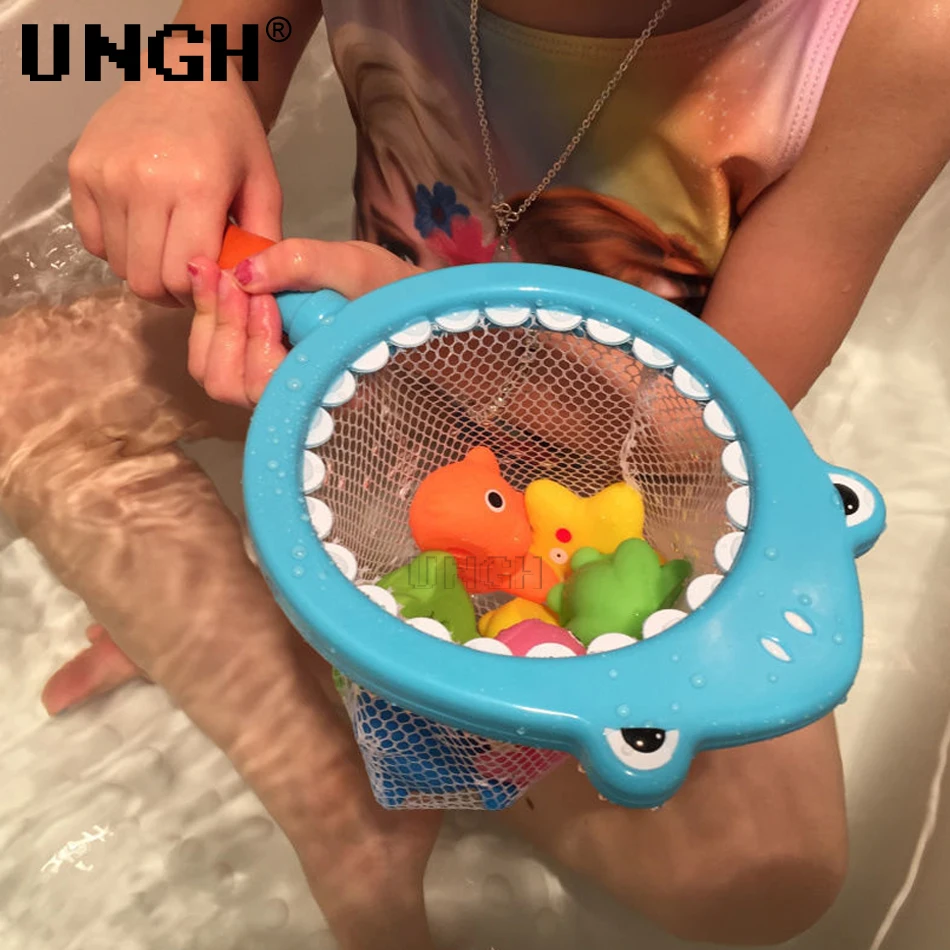 UNGH-Ensemble de jouets de bain pour bébé, baignoire pour enfants, requin, chat, jouets de bain flottants pour enfants avec filet de pêche, jouets