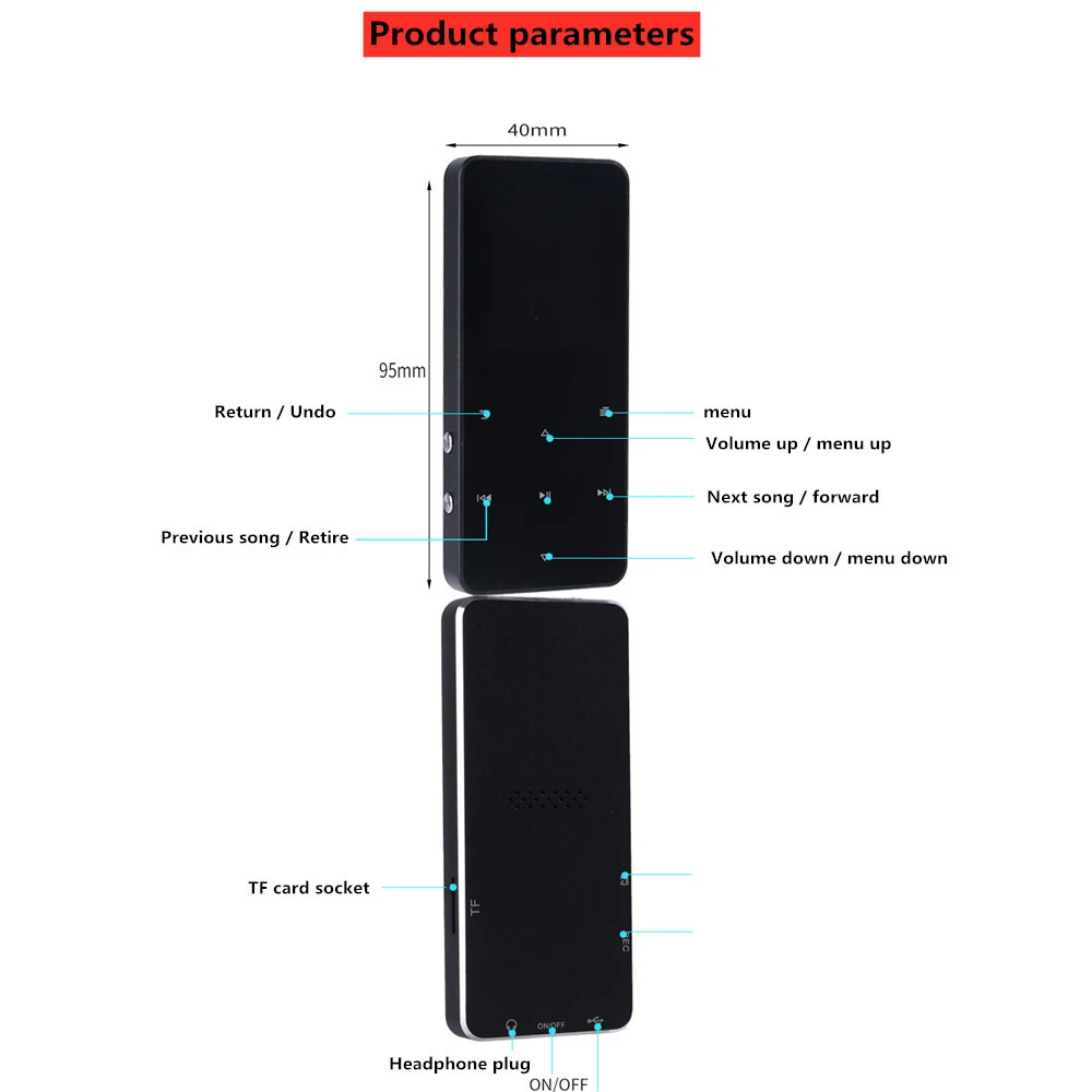 Neuer 1,8 Metall MP3 Walkman Bluetooth MP4-Musik-Player mit integriertem 16GB steck baren verlustfreien Musik-Player Touchscreen