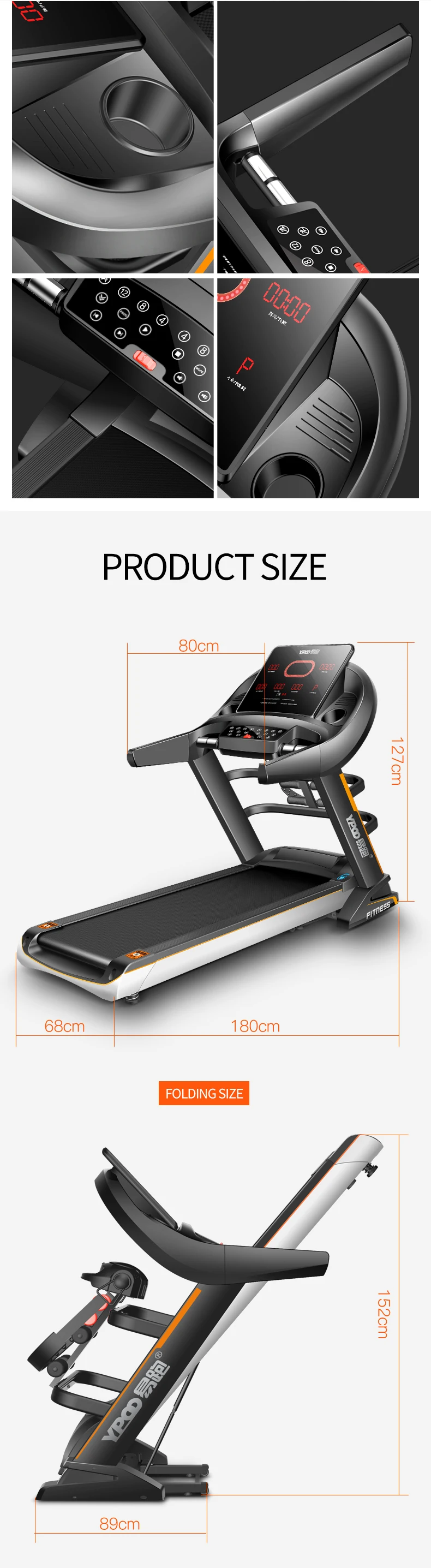 Home Sport Incline Fitness Treadmill Machine Gym With Screen Indoor Running Machine Smart Folding Treadmill