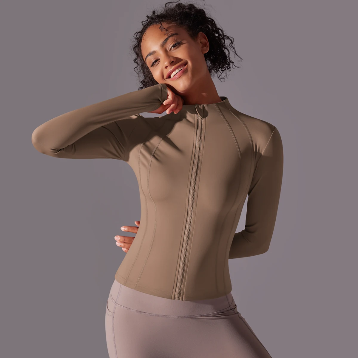 Yoga Gym Push Up Shockproof High Intensity Pilates Clothes Women Outdoor Fitness Clothing Sun Protection Breathable Zip Jacket