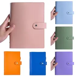 PU Leather A5/A6 Binder Notebook Cover Macaroon Color Refillable Loose Leaf Notebook Cover 6 Ring Binder with Pen Loop