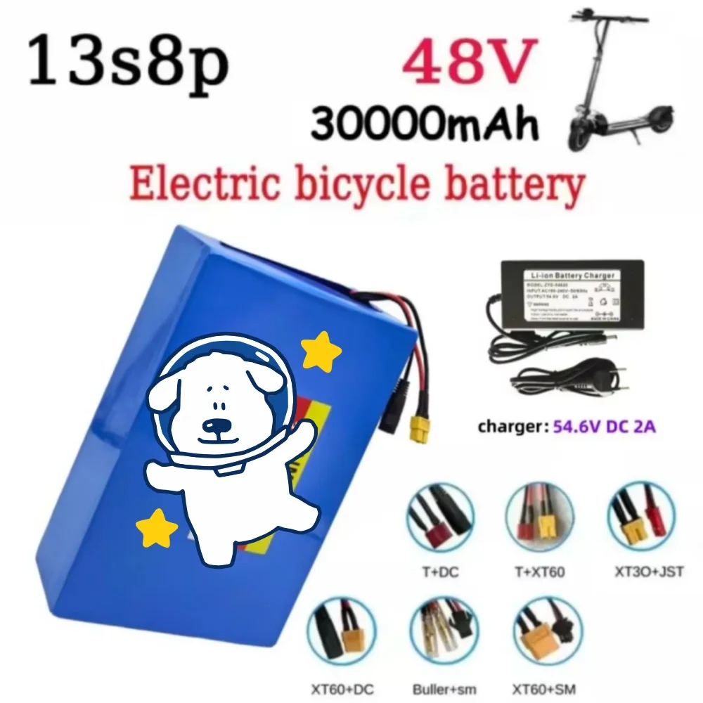 Original 48V 30Ah Lithium Battery Pack for Citycoco Motorized Scooter 30000mAh 2000W with Built-in 50A BMS High Capacity 13S8P