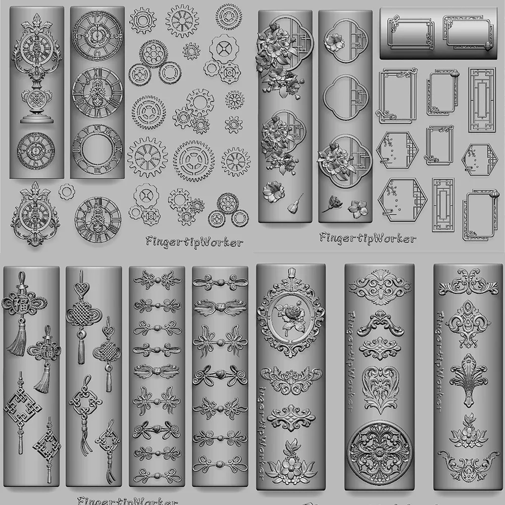 

Retro Picture Frame Flowered Window Chinese Knot Nail Art Molds Royal Court Flower Pot Diy Design Silicone Art Nails Mold