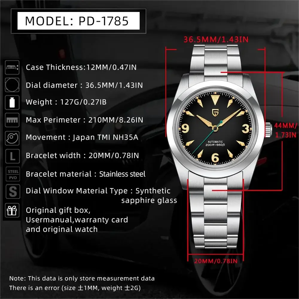 2024 New PAGANI DESIGE Automatic Mechanical Watch for Men PD1785 Luxury TMI NH35A Sapphire Stainless Steel 200m Waterproof Clock