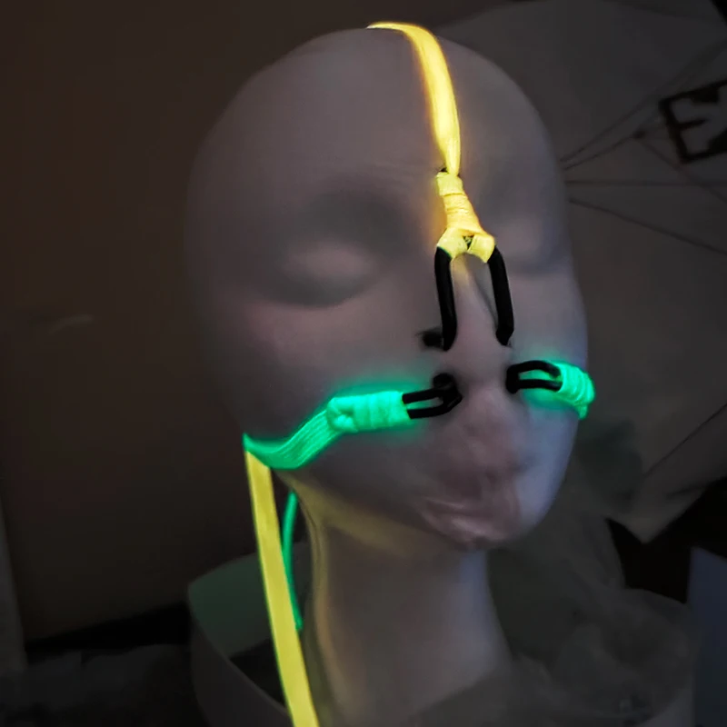 Gancho de nariz de acero inoxidable con dirección Tripple, cuerda luminosa, juguete para adultos que brilla en la oscuridad, sujeción facial, juego de tracción de nariz al aire libre