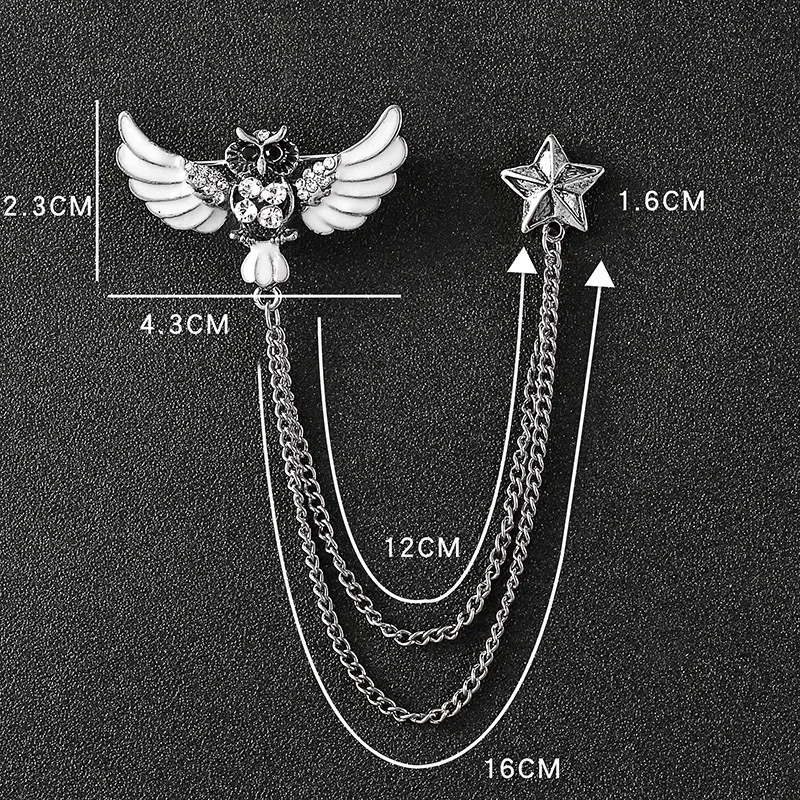 Koreanische Kristall Quaste Kette Broschen Tier Adler Anstecknadeln Drachen Abzeichen Vintage Schmuck Herren Anzug Kragen Pin Zubehör – Detail 6