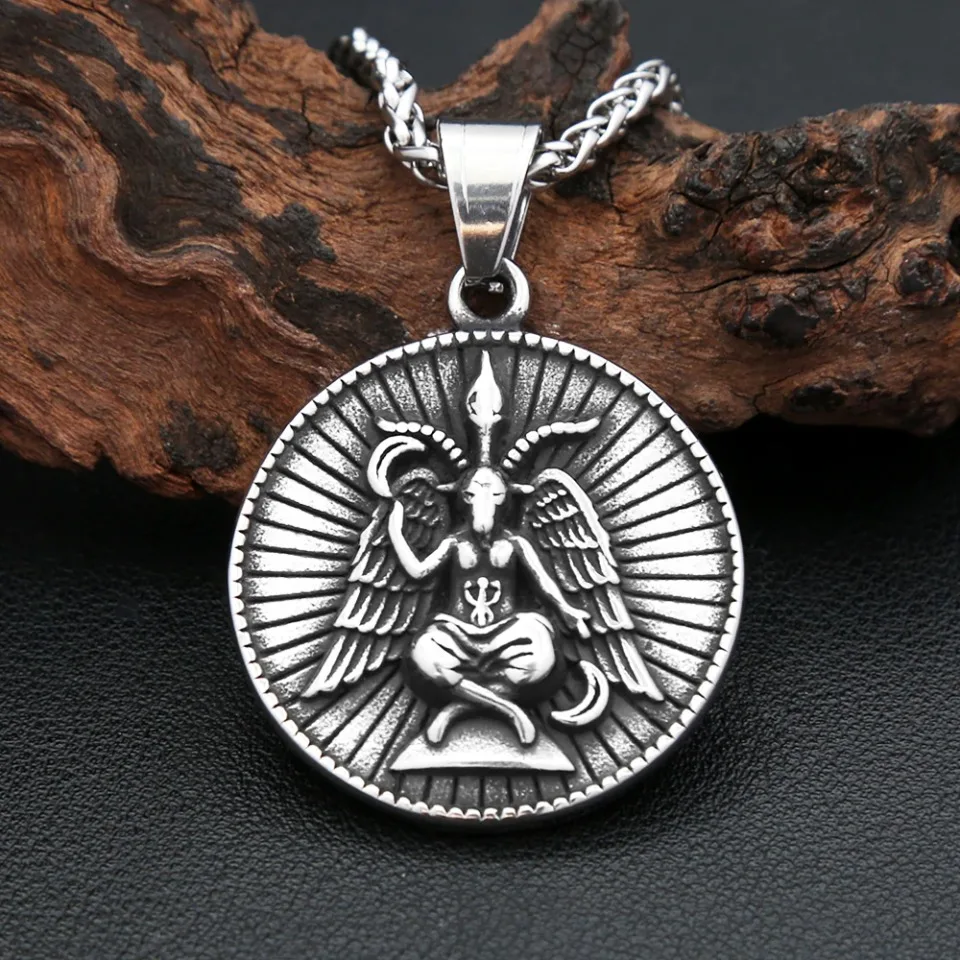 Neue Vintage Luzifer Anhänger Halsketten Für Männer 316L Edelstahl Punk Satan Leviathan Kreuz Amulett Schmuck Geschenke Dropshipping