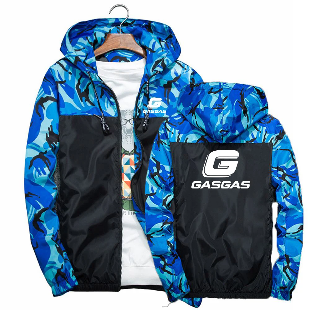 

2025 Hoodies Jacket Spring And Autumn Slim Zipper Hoodies Man's Motorcycles GASGAS Factory Racing Logo Print Camouflage Coat