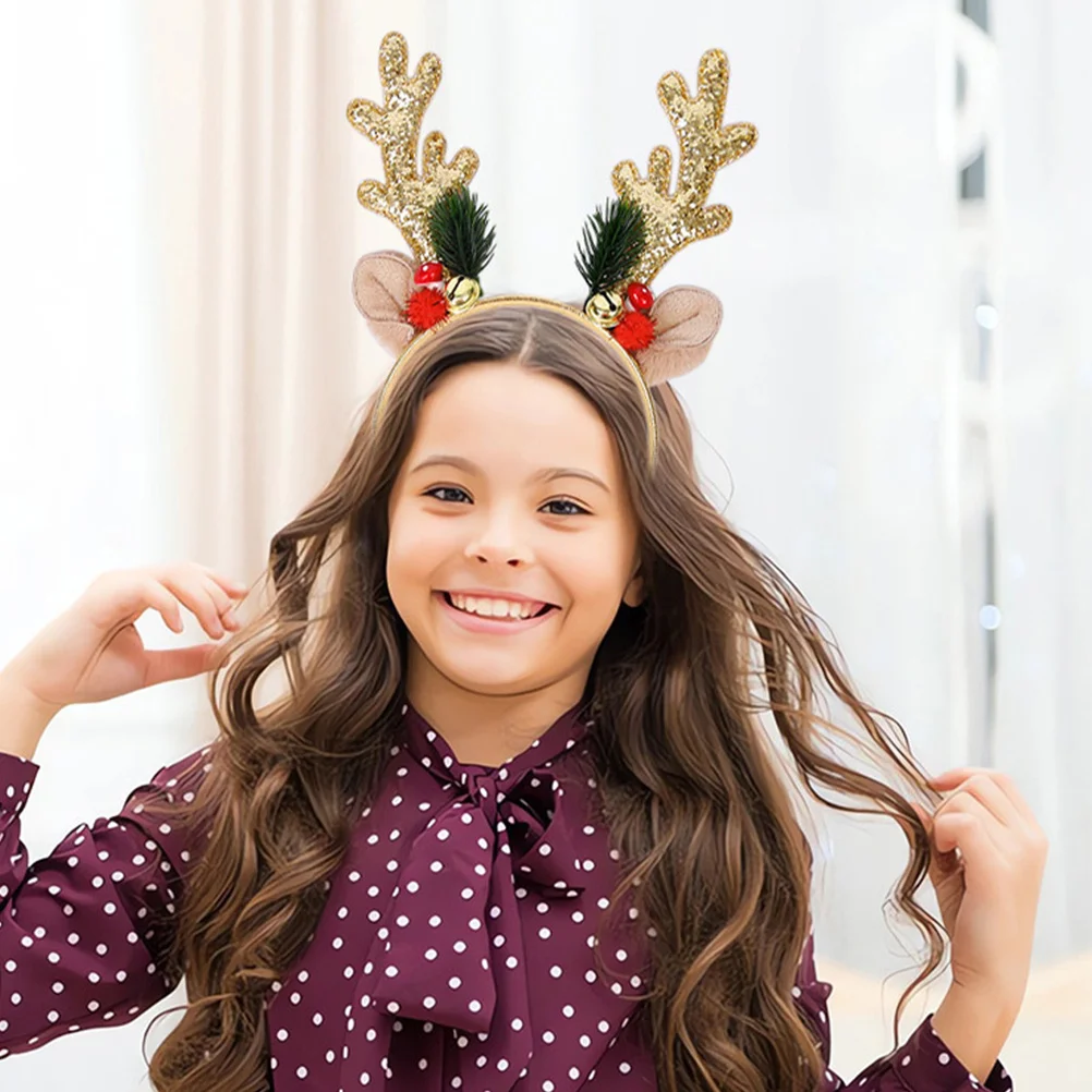

Antler Headband Sparkling Sequin Reindeer Headpiece Christmas Party Hair Decoration Xmas Costume Accessory Antler Headband