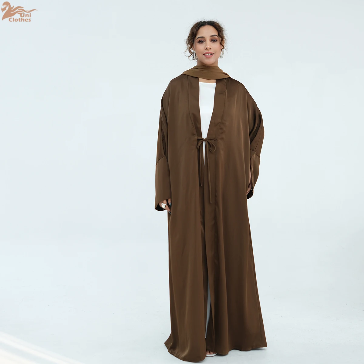 

Zahraa Islamic Clothing Women's Dresses Solid Color Modest Abaya Women Muslim Dress Premium Satin Kimono Abaya Dubai Eid Ramadan
