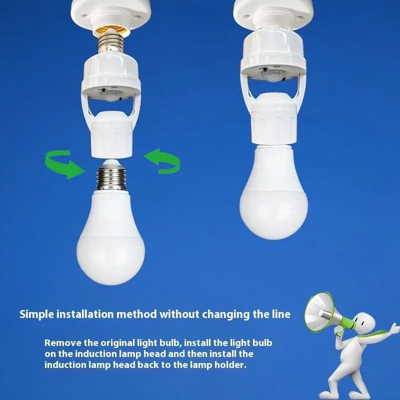

E27 Socket Converter With PIR Motion Sensor LED Lamp Base Intelligent Switch Light Bulb Holder AC 85-265V Dimming Delay Control