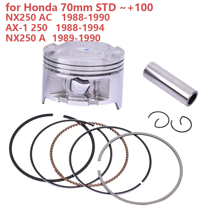 70mm STD ~+100 Motorcycle Piston Ring Kits for HONDA NX250 AC 1988-1990 AX-1 250 1988-1994 NX250 A 1989-1990 13010-KW3-000