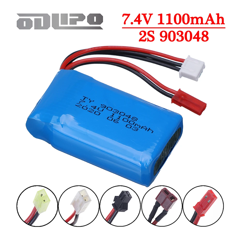 

7.4V 1100mAh 903048 Lipo Battery With JST/T For Wltoys V353 A949 A959 A969 A979 k929 RC Off-road racing Crawler truck Toys Parts