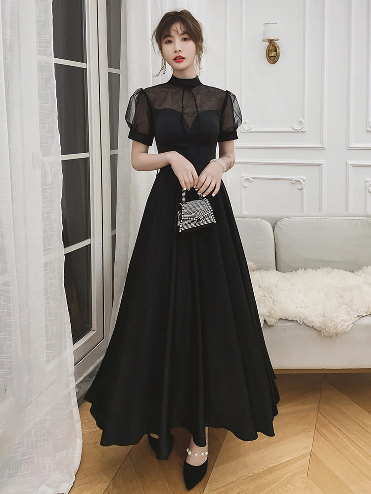 

Элегантное зимнее вечернее платье для ведущих на ежегодных мероприятиях и вечеринках, корейский стиль, длинный рукав, полиэстер