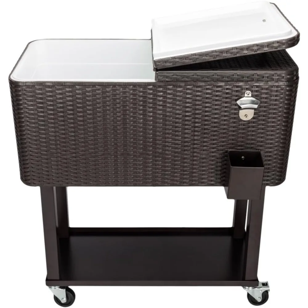 

G GABRIELMODU CAIDE-Store Free Cover 80 Quart Outdoor Portable Cooler Cart with Wheels,Patio Ice Chest Cooler Cart on Wheel
