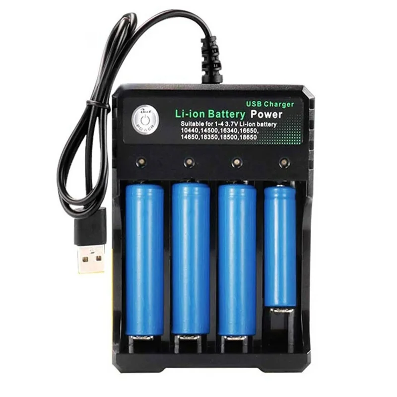 4 Slots USB Charger Li-ion Charging 4.2V Li-ion Battery 2X 3X 4X Portable Rechargeable Battery Charger For 18650 Battery Charger