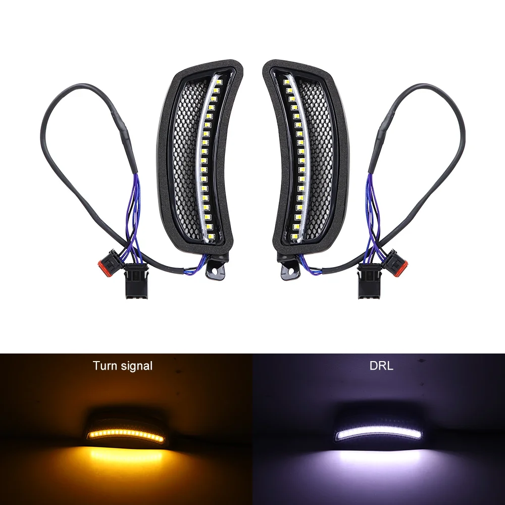 Atubeix AX-HT27, ABS Plastic, Front LED Turn Signal Lights, White DRL / Amber Turn Light - view 2