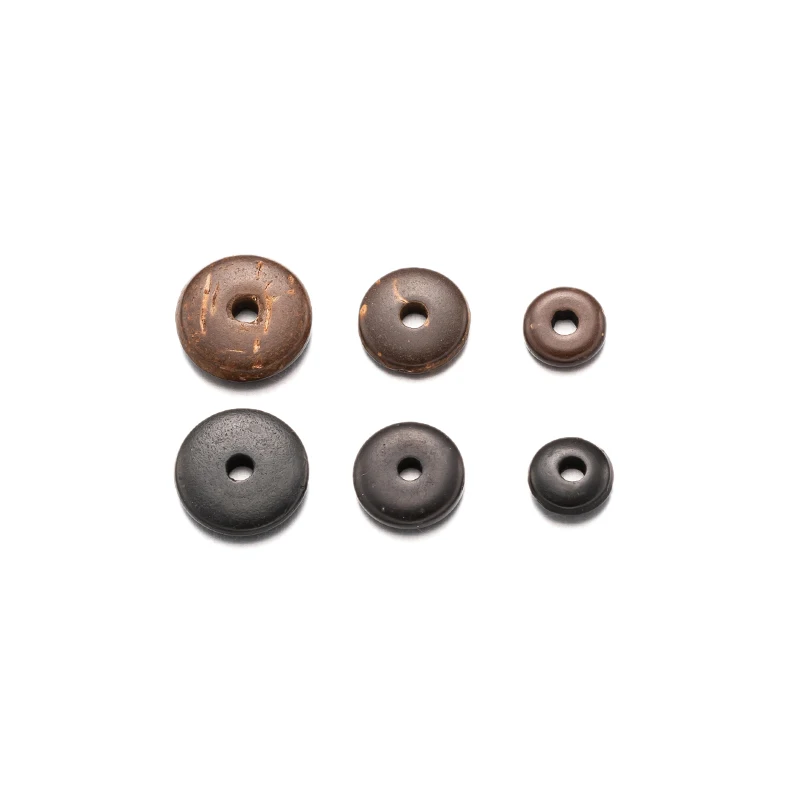 50pcs Brown Coconut Shell Oblate Flat Spacer Loose Beads For DIY Bracelet Necklace Jewelry Making Supplies Materials Wholesale