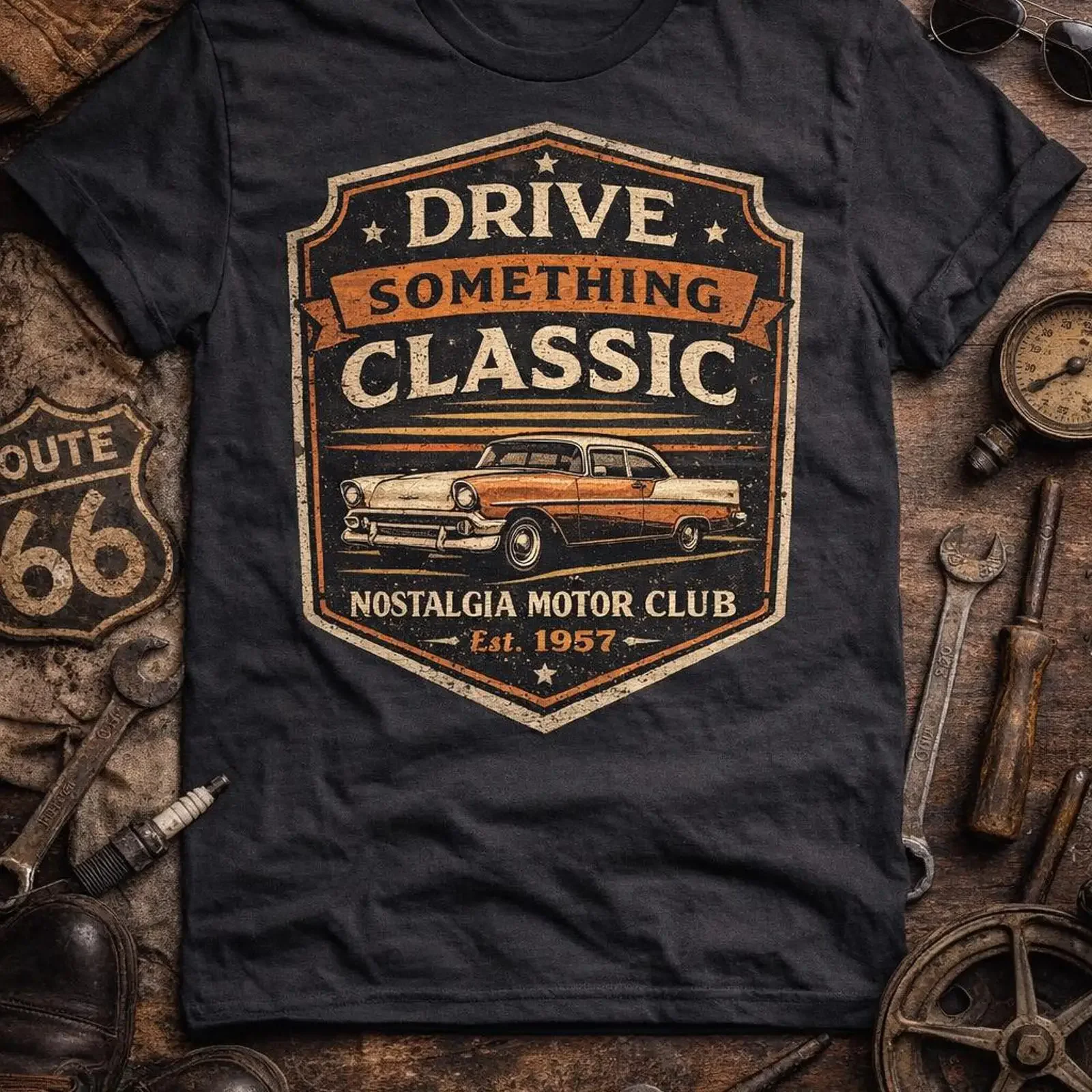 Drive Something Classic Vintage Automotive T Shirt vintage Washed homme Top For Everyday Wear Casual Breathable Versatile