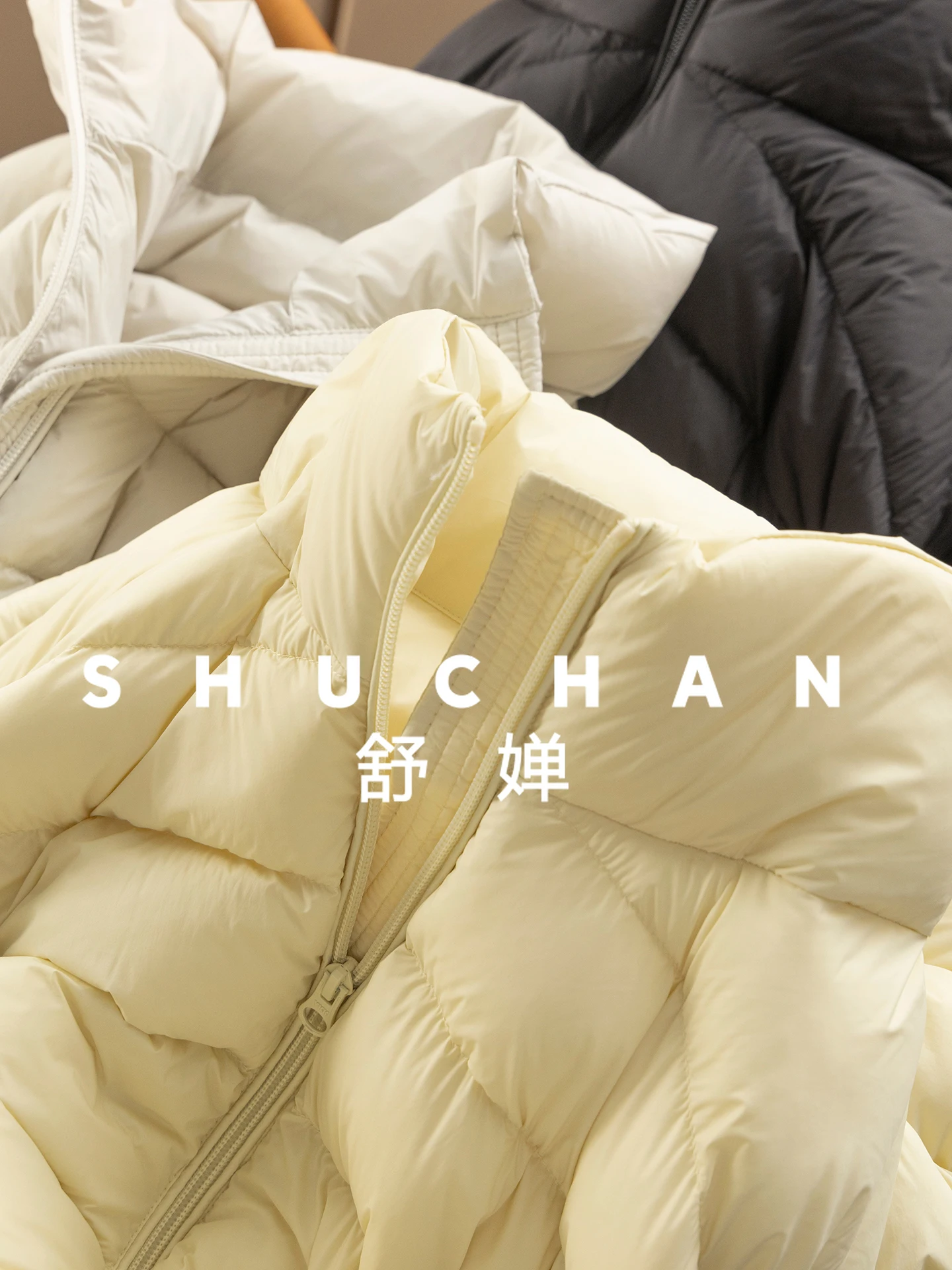 سترة خفيفة صغيرة منتفخة 90 مخملية برقبة واقفة سترة قصيرة للنساء 7Y35 أسفل سترة نسائية #3