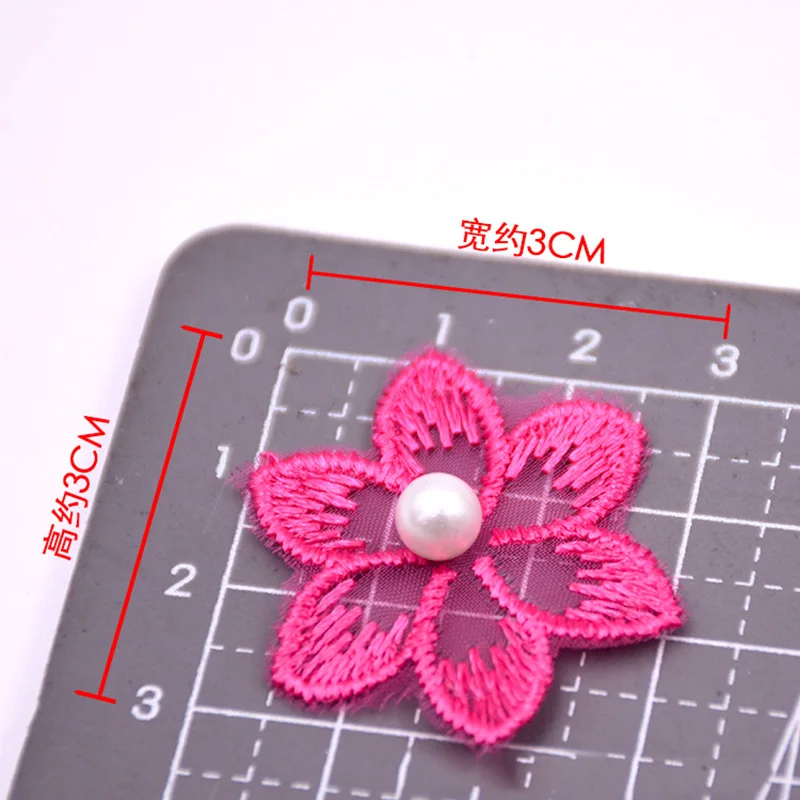 500Pieces New Design Handmade Flower with Pearls One Layer Embroidery Rhinestone Wedding Patch for Dress