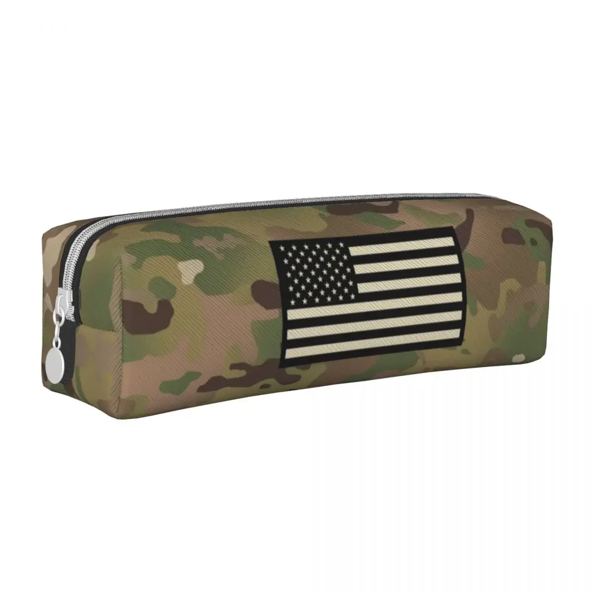 

New U.S. Flag Woodland Camouflage Pencil Cases Camo Pencilcases Pen Holder for Student Big Capacity Bag School Supplies Zipper