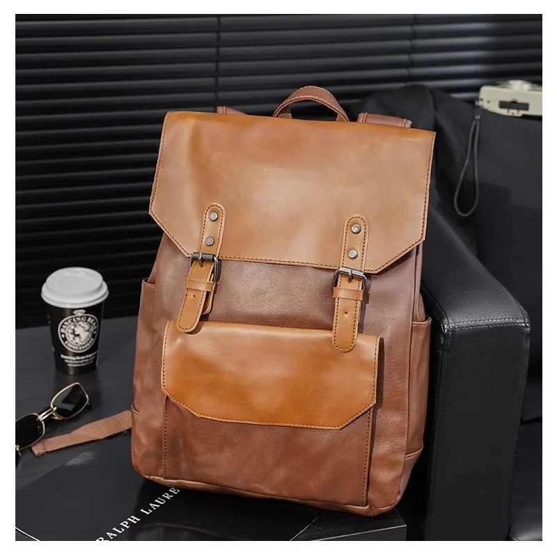 Casual Men Backpacks Free Shipping Korean Men Laptop Bags Leather Man School Bag Fashion Male Travel Bag