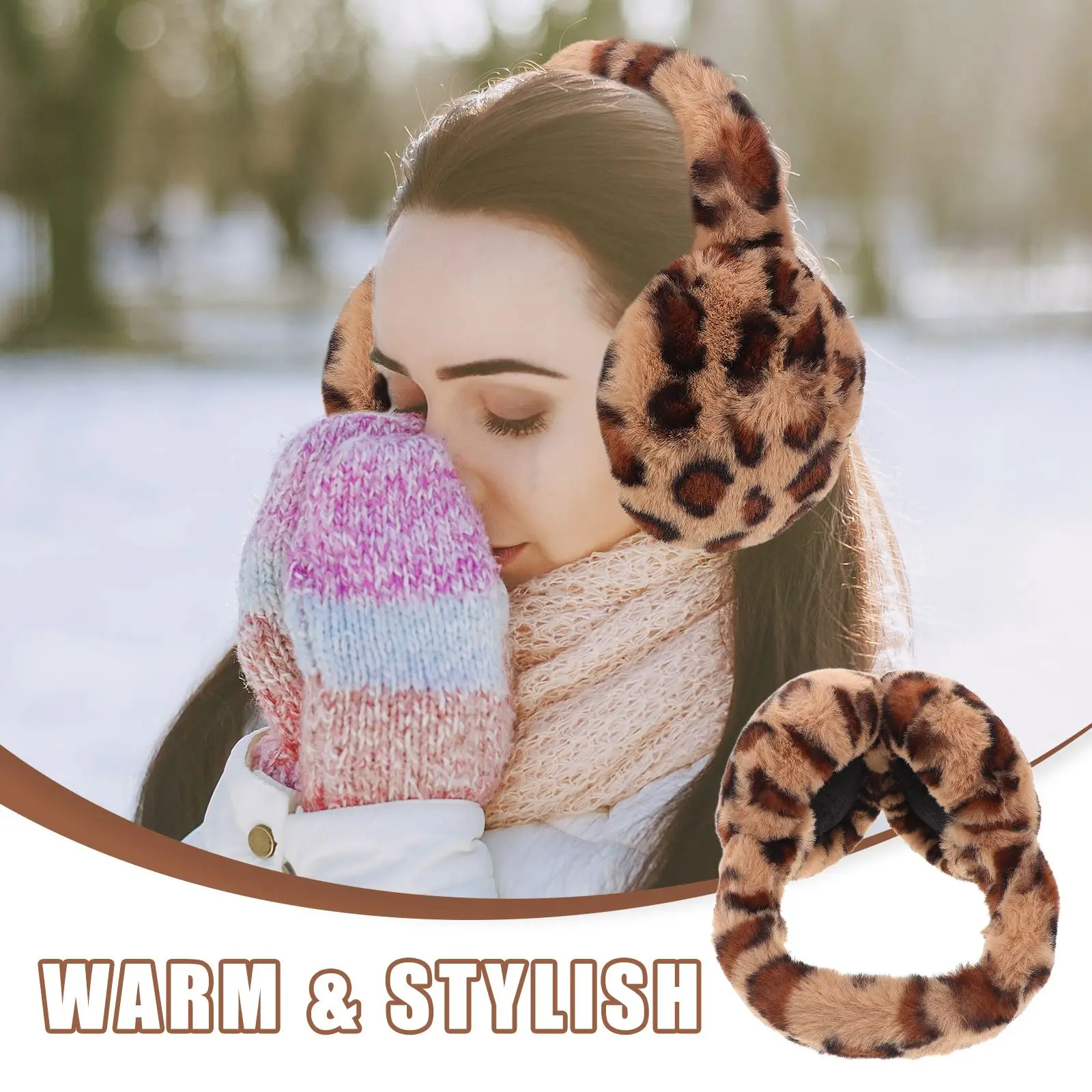 Winter Ear Muffs Women And Girls Faux Fur Cute Leopard Earmuffs Fluffy Ear Covers For Outdoor Cozy Cold Weather Accessories