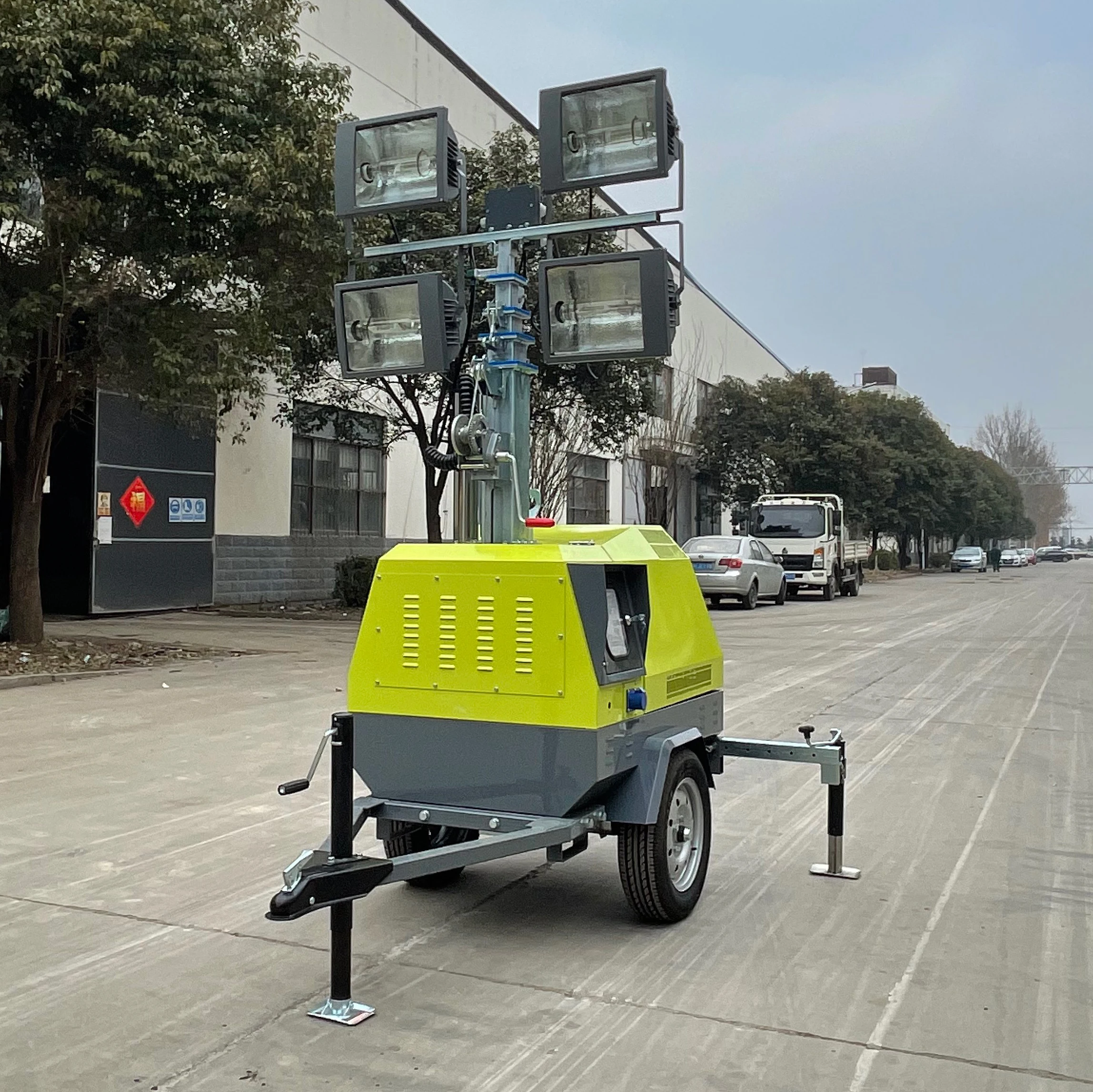 7m Factory Mobile Light Tower Outdoor LED Diesel Powered Supplied Portable Trailer Mounted Lighthouse Light Tower For Sale