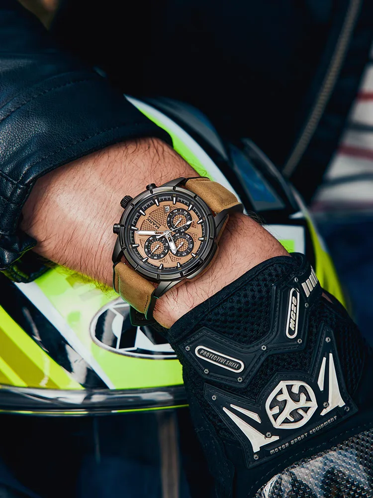 Novo luxo marrom relógios homem marca fairwhale esportes militar pulseira de borracha relógios moda à prova dwaterproof água quartzo relógio de pulso